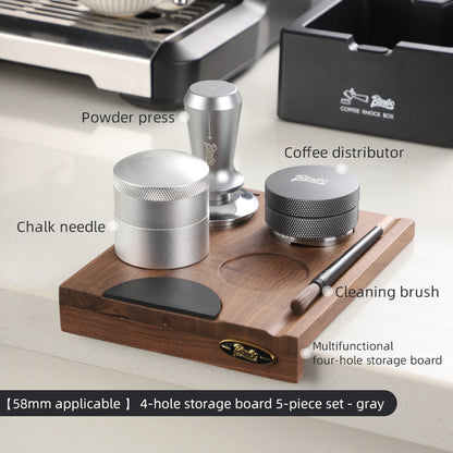 BINCOO Walnut Coffee Work Board Powder Press Base Set Coffee Machine Handle Filling Cloth Powder Storage Base 51MM/58MM