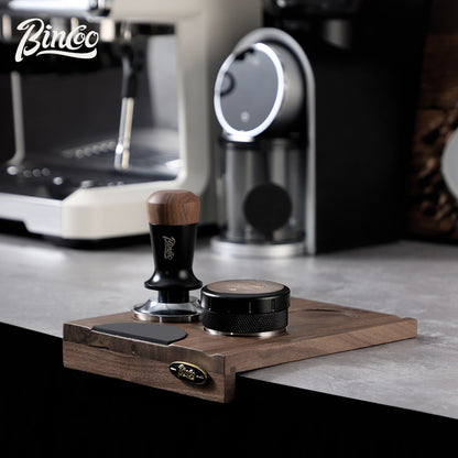 BINCOO Coffee Press Powder Cloth Holder Set Walnut Multi-Purpose Powder Press Base Coffee Handle Filling Powder Cloth Organiser Board 51MM/58MM