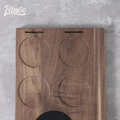 BINCOO Coffee Press Powder Cloth Holder Set Walnut Multi-Purpose Powder Press Base Coffee Handle Filling Powder Cloth Organiser Board 51MM/58MM