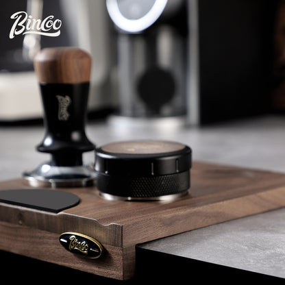 BINCOO Coffee Press Powder Cloth Holder Set Walnut Multi-Purpose Powder Press Base Coffee Handle Filling Powder Cloth Organiser Board 51MM/58MM