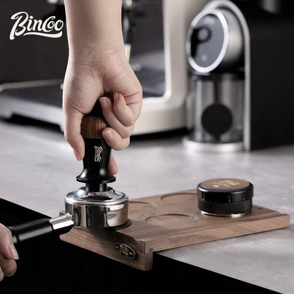 BINCOO Coffee Press Powder Cloth Holder Set Walnut Multi-Purpose Powder Press Base Coffee Handle Filling Powder Cloth Organiser Board 51MM/58MM
