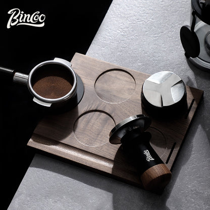 BINCOO Coffee Press Powder Cloth Holder Set Walnut Multi-Purpose Powder Press Base Coffee Handle Filling Powder Cloth Organiser Board 51MM/58MM
