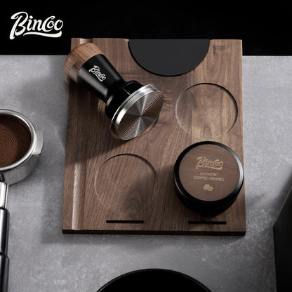 BINCOO Coffee Press Powder Cloth Holder Set Walnut Multi-Purpose Powder Press Base Coffee Handle Filling Powder Cloth Organiser Board 51MM/58MM