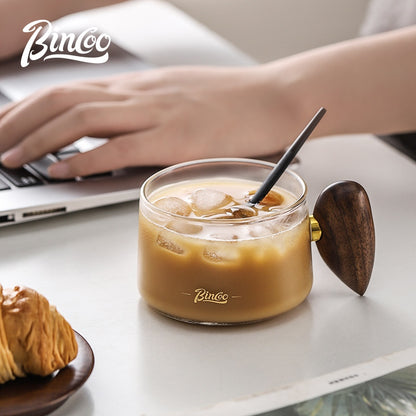 BINCOO Glass Coffee Cup and Saucer Set Italian Coffee Latte Art Cup  Afternoon Tea Cup for Home and Office 250ML