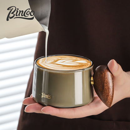 BINCOO Glass Coffee Cup and Saucer Set Italian Coffee Latte Art Cup  Afternoon Tea Cup for Home and Office 250ML
