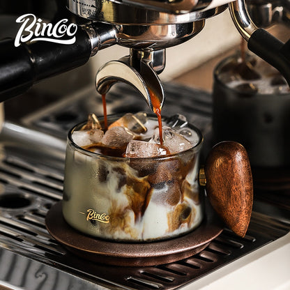 BINCOO Glass Coffee Cup and Saucer Set Italian Coffee Latte Art Cup  Afternoon Tea Cup for Home and Office 250ML
