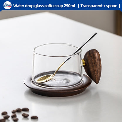 BINCOO Glass Coffee Cup and Saucer Set Italian Coffee Latte Art Cup  Afternoon Tea Cup for Home and Office 250ML