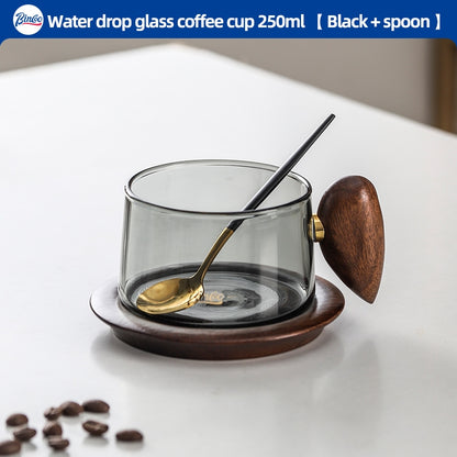 BINCOO Glass Coffee Cup and Saucer Set Italian Coffee Latte Art Cup  Afternoon Tea Cup for Home and Office 250ML