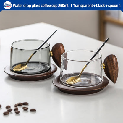 BINCOO Glass Coffee Cup and Saucer Set Italian Coffee Latte Art Cup  Afternoon Tea Cup for Home and Office 250ML