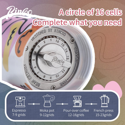 BINCOO Manual Steel Core Grinder Coffee Bean Grinder Portable Artistic Graffiti Version