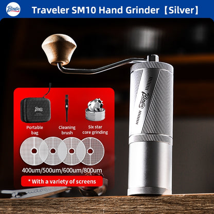 BINCOO Traveler SM10 Hand Grinder with Screen Coffee Manual Grinder Italian Coffee Grinder