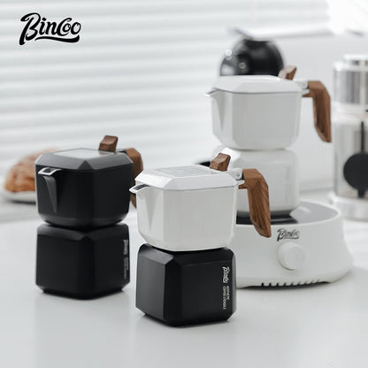 BINCOO Sifang Double Valve Moka Pot Household Coffee Pot Italian Small Espresso Extraction Coffee Machine New Model 2Cups