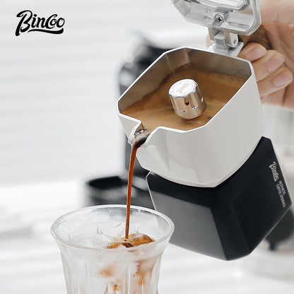 BINCOO Sifang Double Valve Moka Pot Household Coffee Pot Italian Small Espresso Extraction Coffee Machine New Model 2Cups
