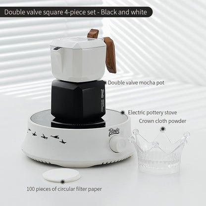 BINCOO Sifang Double Valve Moka Pot Household Coffee Pot Italian Small Espresso Extraction Coffee Machine New Model 2Cups