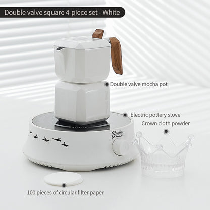 BINCOO Sifang Double Valve Moka Pot Household Coffee Pot Italian Small Espresso Extraction Coffee Machine New Model 2Cups