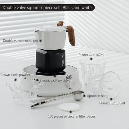 BINCOO Sifang Double Valve Moka Pot Household Coffee Pot Italian Small Espresso Extraction Coffee Machine New Model 2Cups
