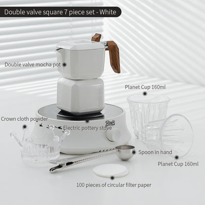 BINCOO Sifang Double Valve Moka Pot Household Coffee Pot Italian Small Espresso Extraction Coffee Machine New Model 2Cups