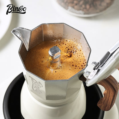 BINCOO Double Valve Moka Pot Household Italian Electric Ceramic Stove Coffee Pot Portable Small Coffee Machine Set 2Cups 4Cups