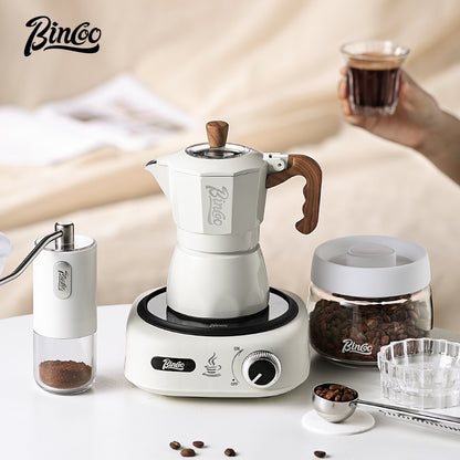 BINCOO Double Valve Moka Pot Household Italian Electric Ceramic Stove Coffee Pot Portable Small Coffee Machine Set 2Cups 4Cups