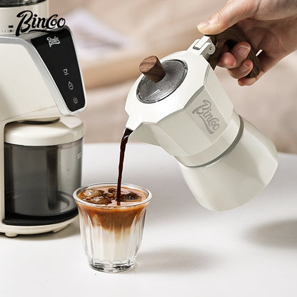 BINCOO Double Valve Moka Pot Household Italian Electric Ceramic Stove Coffee Pot Portable Small Coffee Machine Set 2Cups 4Cups