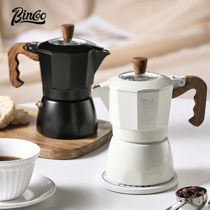 BINCOO Double Valve Moka Pot Household Italian Electric Ceramic Stove Coffee Pot Portable Small Coffee Machine Set 2Cups 4Cups