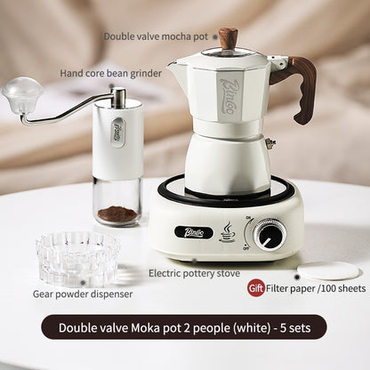 BINCOO Double Valve Moka Pot Household Italian Electric Ceramic Stove Coffee Pot Portable Small Coffee Machine Set 2Cups 4Cups