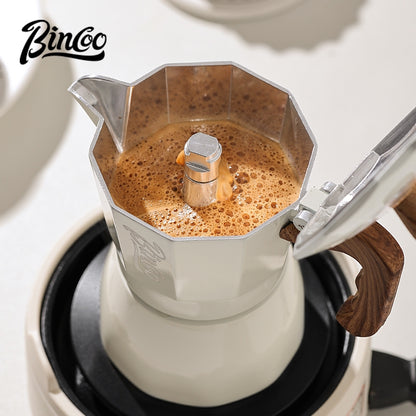 BINCOO Double-valve Moka Pot Gift Box Household Coffee Pot with Electric Ceramic Stove Coffee Manual Grinder for Birthdays and Holidays Best Gift  2Cups