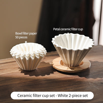 BINCOO Petal Ceramic Coffee Filter Cup Hand-brewed Coffee Pot V60 Filter American Extraction Set