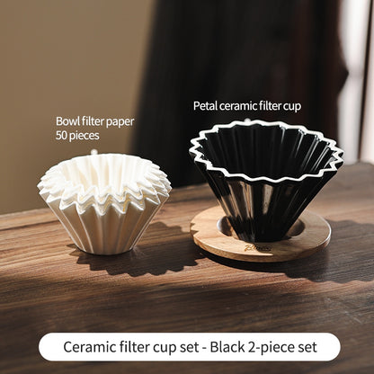 BINCOO Petal Ceramic Coffee Filter Cup Hand-brewed Coffee Pot V60 Filter American Extraction Set