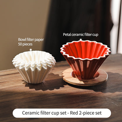 BINCOO Petal Ceramic Coffee Filter Cup Hand-brewed Coffee Pot V60 Filter American Extraction Set