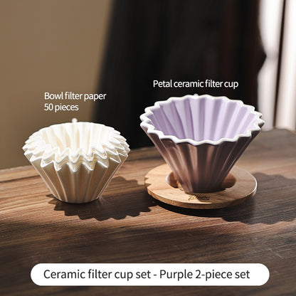 BINCOO Petal Ceramic Coffee Filter Cup Hand-brewed Coffee Pot V60 Filter American Extraction Set