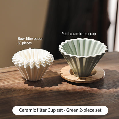 BINCOO Petal Ceramic Coffee Filter Cup Hand-brewed Coffee Pot V60 Filter American Extraction Set