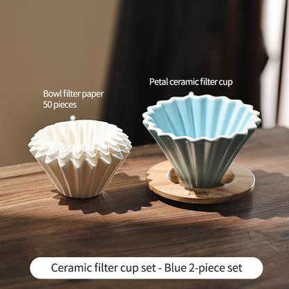 BINCOO Petal Ceramic Coffee Filter Cup Hand-brewed Coffee Pot V60 Filter American Extraction Set