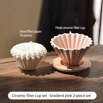 BINCOO Petal Ceramic Coffee Filter Cup Hand-brewed Coffee Pot V60 Filter American Extraction Set