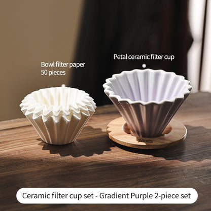 BINCOO Petal Ceramic Coffee Filter Cup Hand-brewed Coffee Pot V60 Filter American Extraction Set