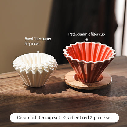 BINCOO Petal Ceramic Coffee Filter Cup Hand-brewed Coffee Pot V60 Filter American Extraction Set