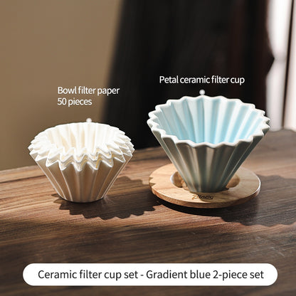 BINCOO Petal Ceramic Coffee Filter Cup Hand-brewed Coffee Pot V60 Filter American Extraction Set