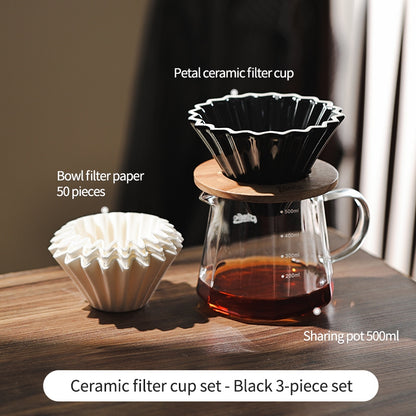 BINCOO Petal Ceramic Coffee Filter Cup Hand-brewed Coffee Pot V60 Filter American Extraction Set