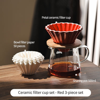 BINCOO Petal Ceramic Coffee Filter Cup Hand-brewed Coffee Pot V60 Filter American Extraction Set