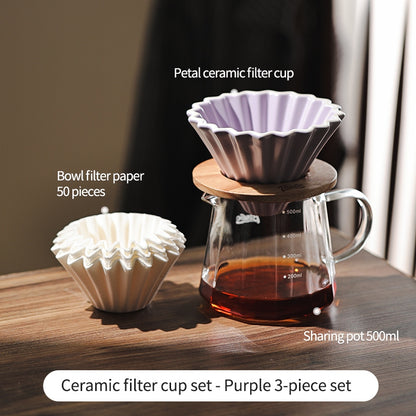 BINCOO Petal Ceramic Coffee Filter Cup Hand-brewed Coffee Pot V60 Filter American Extraction Set