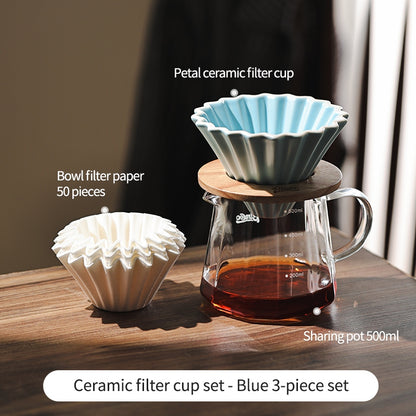 BINCOO Petal Ceramic Coffee Filter Cup Hand-brewed Coffee Pot V60 Filter American Extraction Set