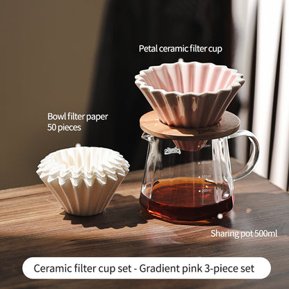 BINCOO Petal Ceramic Coffee Filter Cup Hand-brewed Coffee Pot V60 Filter American Extraction Set