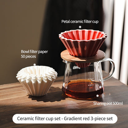 BINCOO Petal Ceramic Coffee Filter Cup Hand-brewed Coffee Pot V60 Filter American Extraction Set