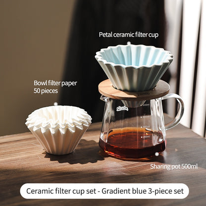 BINCOO Petal Ceramic Coffee Filter Cup Hand-brewed Coffee Pot V60 Filter American Extraction Set