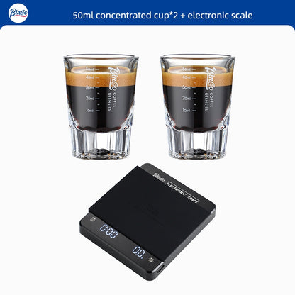BINCOO Heat-resistant Glass Measuring Cup Coffee Extraction Cup Italian Ounce Cup Coffee Milk Cup 50ML