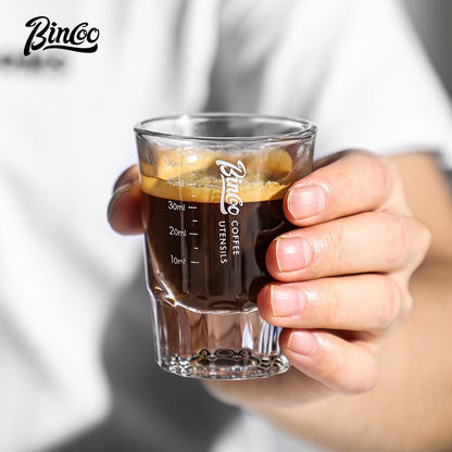 BINCOO Heat-resistant Glass Measuring Cup Coffee Extraction Cup Italian Ounce Cup Coffee Milk Cup 50ML