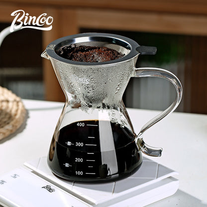 BINCOO Hand-brewed Coffee Filter Thickened Stainless Steel 600 Mesh Paper-free Filtration Coffee Sharing Pot with Filter Set