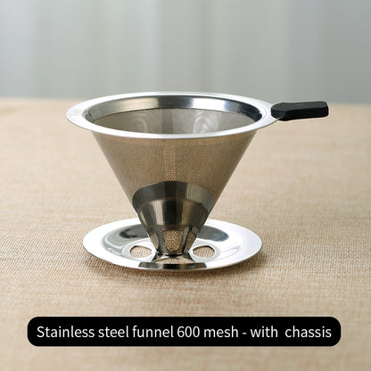 BINCOO Hand-brewed Coffee Filter Thickened Stainless Steel 600 Mesh Paper-free Filtration Coffee Sharing Pot with Filter Set