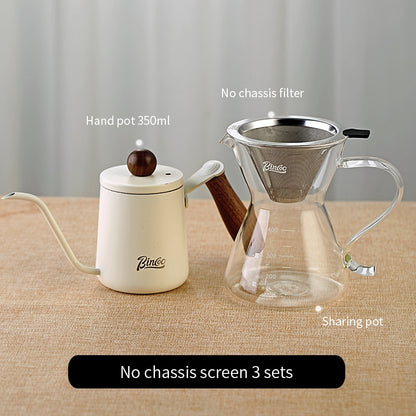 BINCOO Hand-brewed Coffee Filter Thickened Stainless Steel 600 Mesh Paper-free Filtration Coffee Sharing Pot with Filter Set