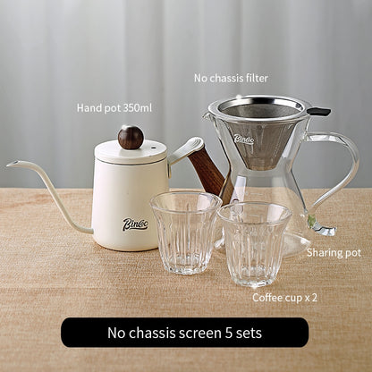 BINCOO Hand-brewed Coffee Filter Thickened Stainless Steel 600 Mesh Paper-free Filtration Coffee Sharing Pot with Filter Set